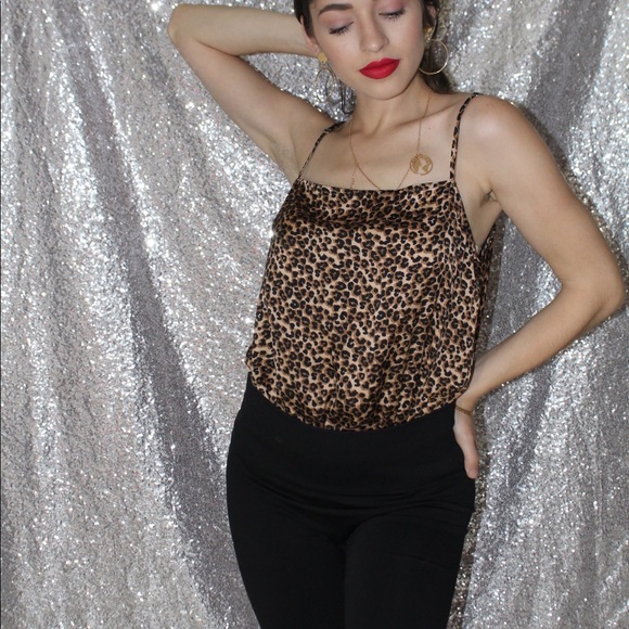Forever 21 Tops - Silk Leopard print bodysuit leotard Forever21 M